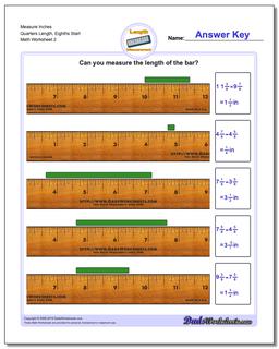 Measure Inches Quarters Length, Eighths Start /worksheets/inches-measurement.html Worksheet