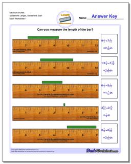 Inches Measurement Worksheet Measure Sixteenths Length, Sixteenths Start