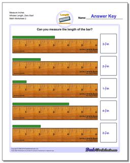Measure Inches Wholes Length, Zero Start /worksheets/inches-measurement.html Worksheet
