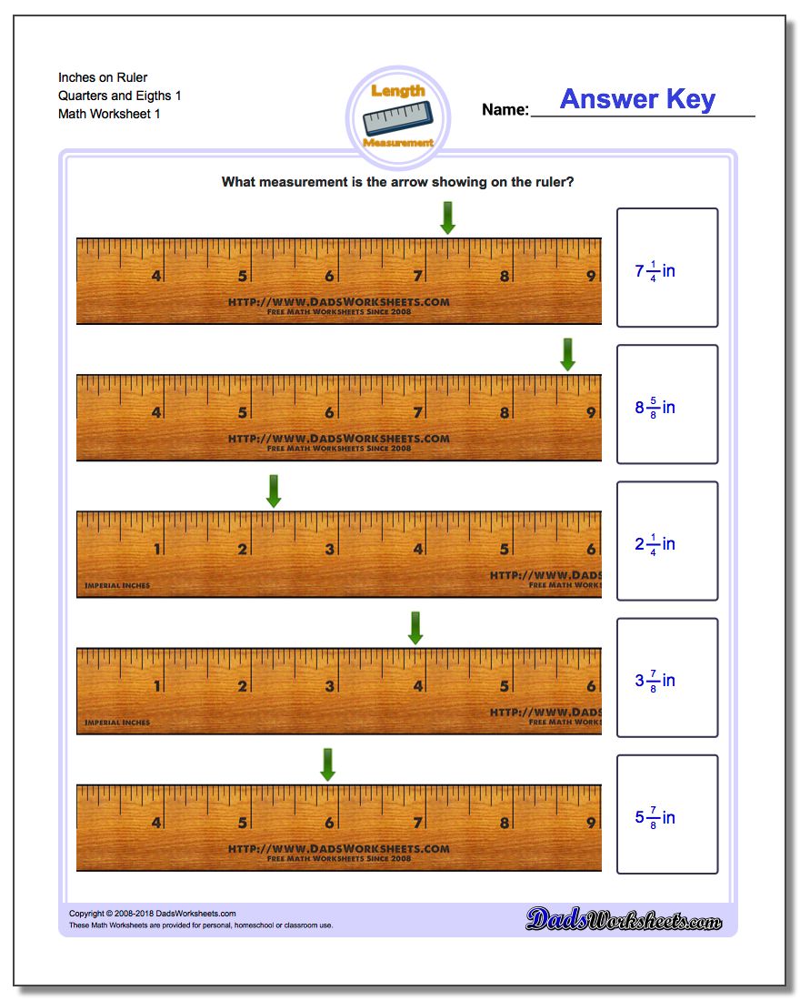 Ruler Measurement Worksheets Answer Key