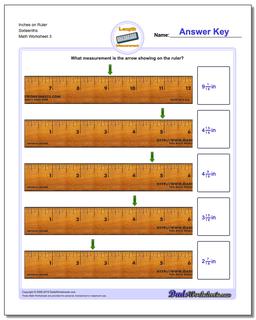 Inches on Ruler Sixteenths Worksheet