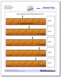 Inches on Ruler Wholes and Halves 2 /worksheets/inches-measurement.html Worksheet