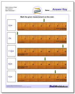 Inches Measurement Worksheet Mark on Ruler All Fraction Worksheets 1