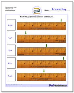 Mark Inches on Ruler All Fraction Worksheets 1