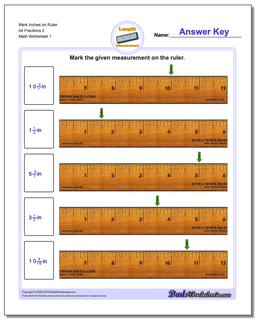 Inches Measurement Worksheet Mark on Ruler All Fraction Worksheets 2