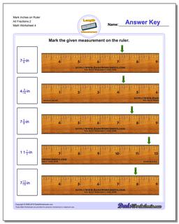 Mark Inches on Ruler All Fraction Worksheets 2