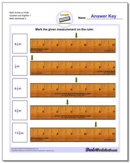 Mark Inches on Ruler Quarters and Eighths 1 /worksheets/inches-measurement.html Worksheet