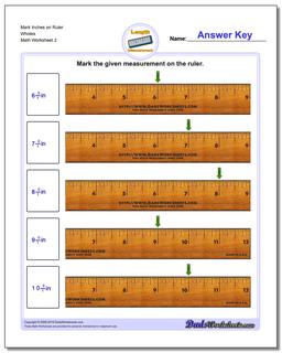 Mark Inches on Ruler Wholes /worksheets/inches-measurement.html Worksheet