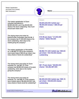 Market Capitalization and Share Price (Harder) /worksheets/investing.html Worksheet