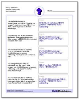 Market Capitalization and Share Price (Harder) Worksheet