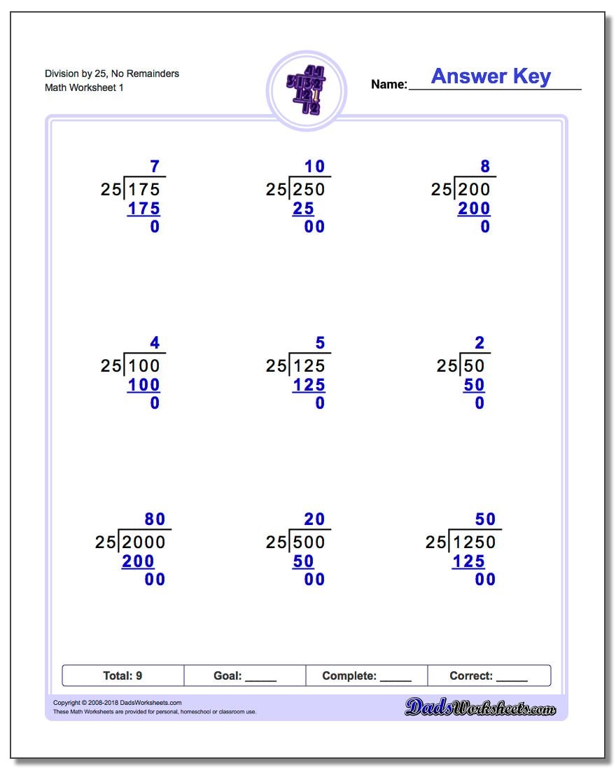 long division worksheets