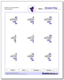 Division Worksheet by 25, No Remainders /worksheets/long-division.html