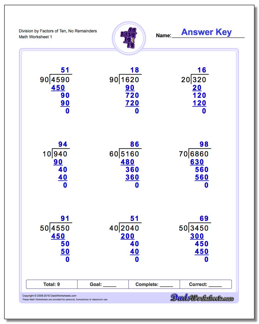 Division By Factors Of Ten