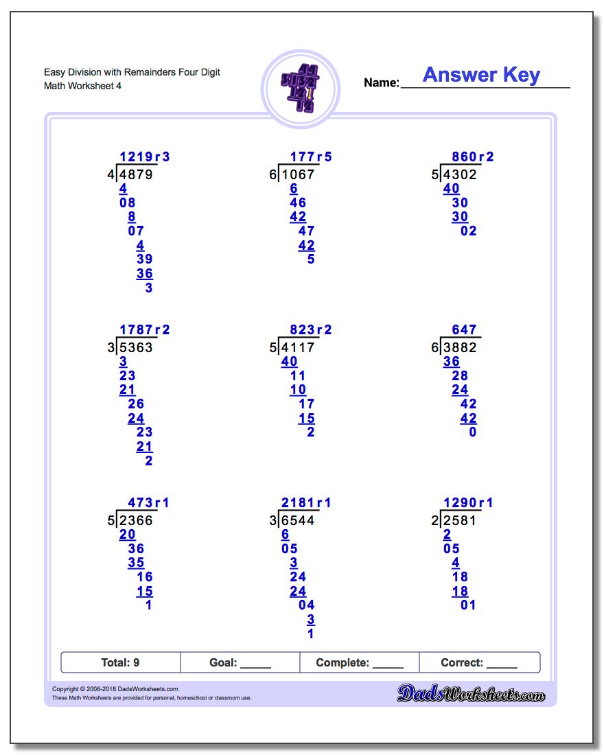 Division And Remainders Worksheets Long Division Remainders