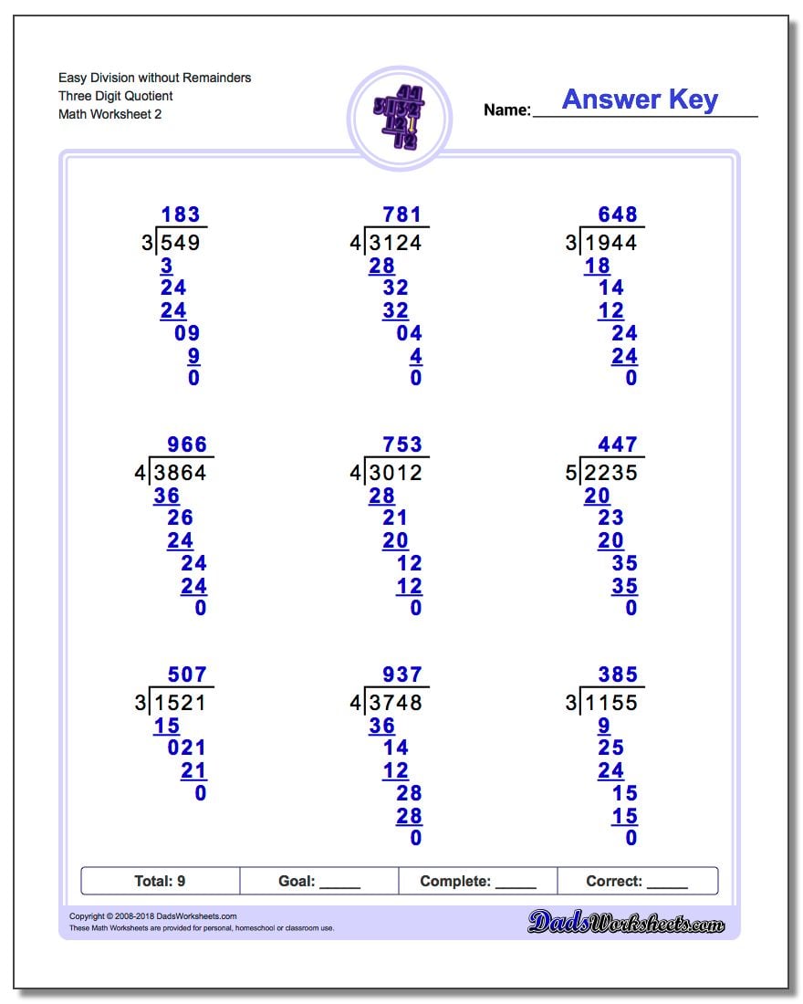 division without remainders