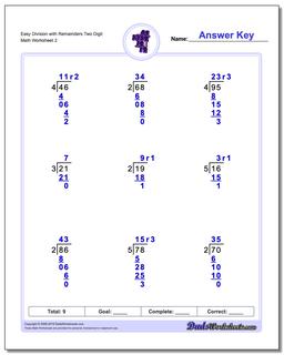 Easy Division Worksheet with Remainders Two Digit /worksheets/long-division.html