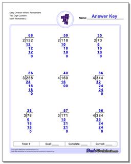 Long Division Worksheets: Division without Remainders