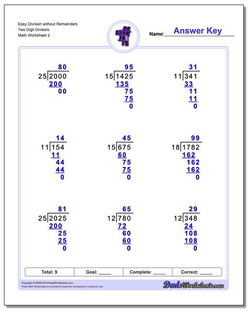 Long Division Worksheets Division With Multi Digit Divisors