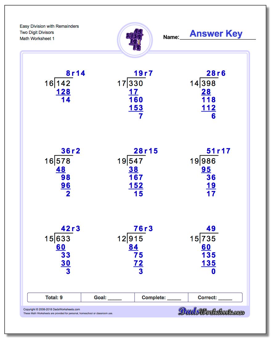 Division By 2 Digits Worksheets