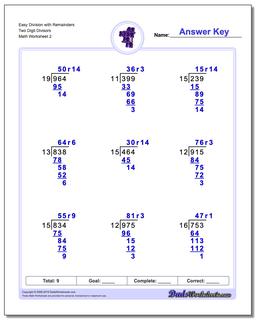 Easy Division Worksheet with Remainders Two Digit Divisors /worksheets/long-division.html