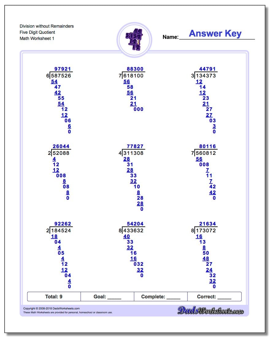 division without remainders