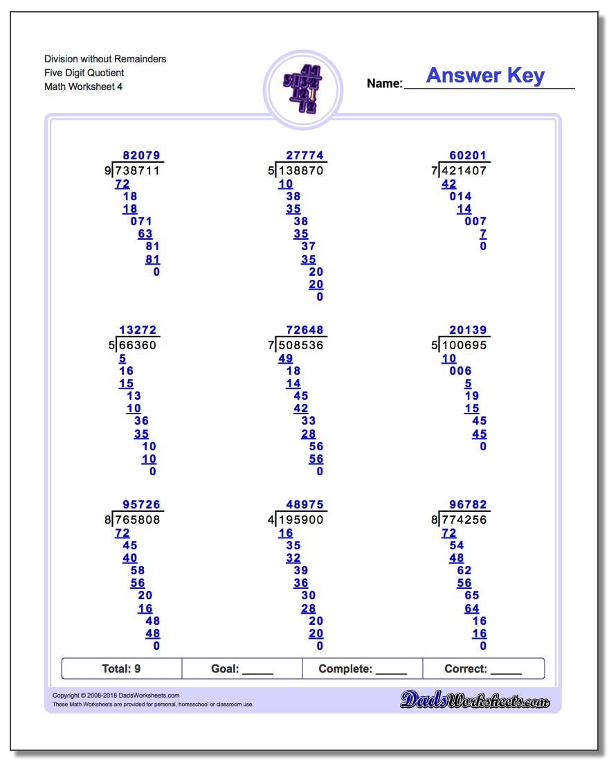division without remainders