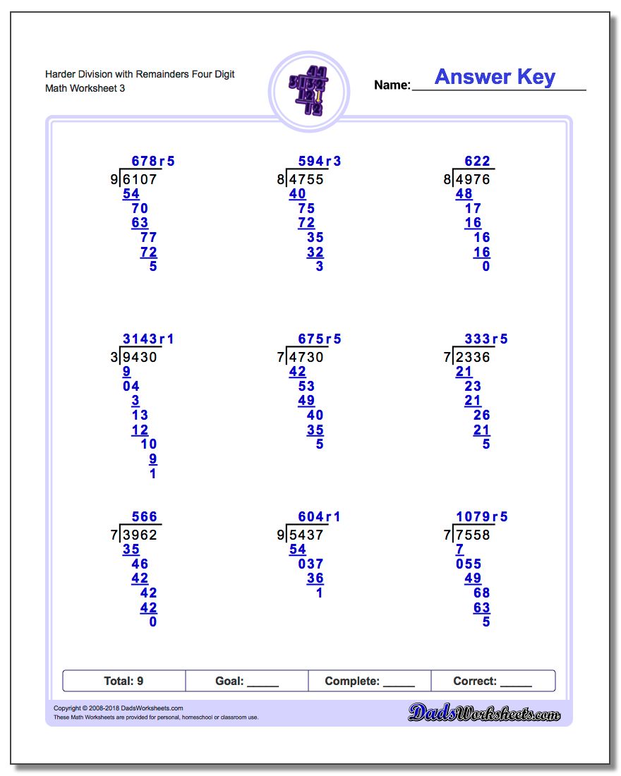 division with remainders