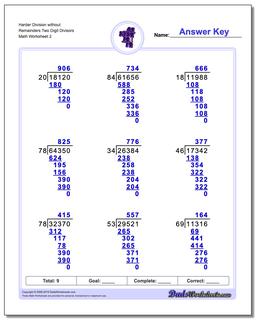 Harder Division Worksheet without Remainders Two Digit Divisors /worksheets/long-division.html