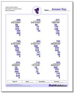 Harder Division Worksheet without Remainders Two Digit Divisors