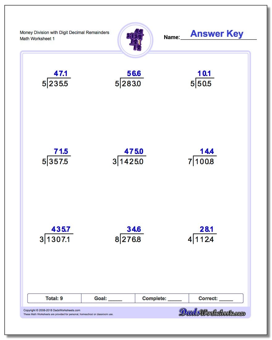 Division with Decimal Results