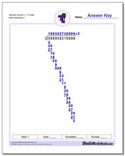 Long Division Worksheet Monster 312 Digit