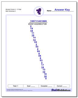 Monster Division Worksheet 312 Digit