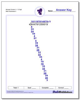 Monster Division Worksheet 312 Digit