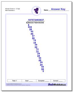 Monster Division Worksheet 412 Digit