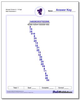 Monster Division Worksheet 614 Digit