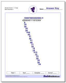 Monster Division Worksheet 714 Digit