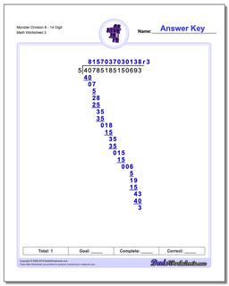 Monster Division Worksheet 814 Digit