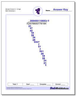 Monster Division Worksheet 914 Digit