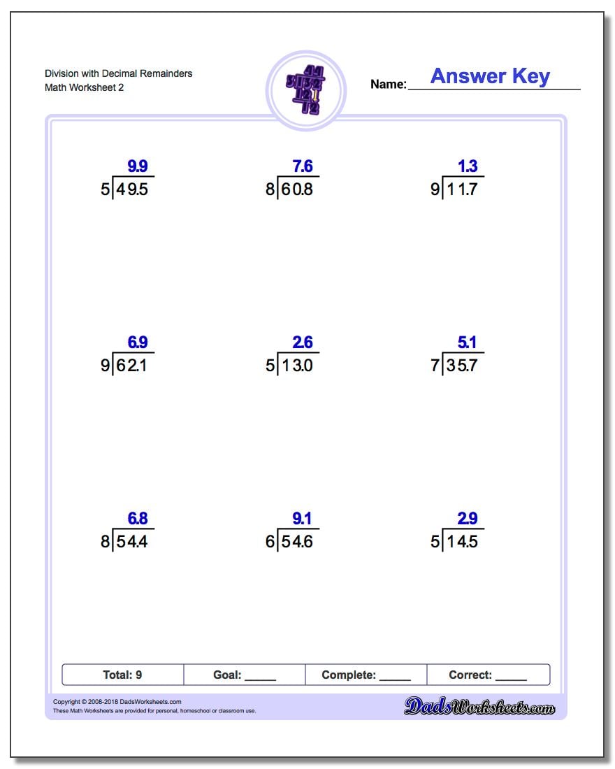 Division With Decimal Results