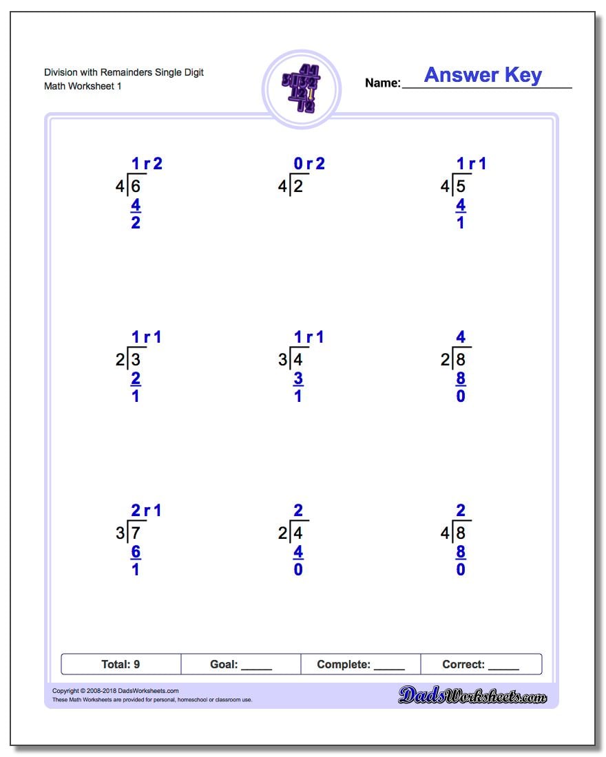 long division worksheets