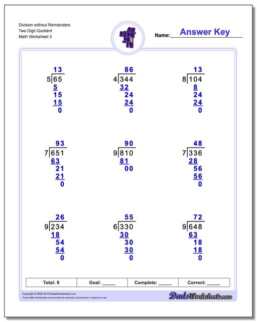 Long Division Worksheets Division Without Remainders Long Division Worksheets Division Without Remainders