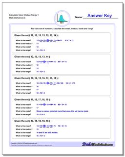 Calculator Mean Median Range 1 Worksheet