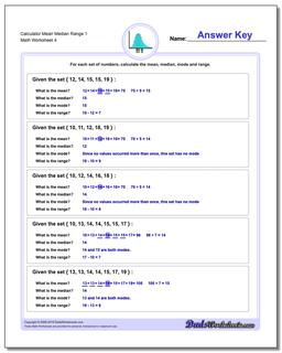 Calculator Mean Median Range 1 Worksheet