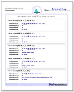 Mean, Median, Mode and Range Worksheet Calculator 2