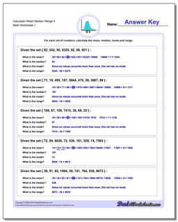 Mean, Median, Mode and Range Worksheet Calculator 4