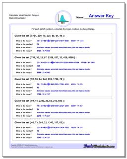 Calculator Mean Median Range 4 /worksheets/mean-median-range.html Worksheet