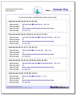 Calculator Mean Median Range 1 Worksheet