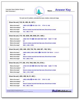 Mean, Median, Mode and Range Worksheet Calculator 2