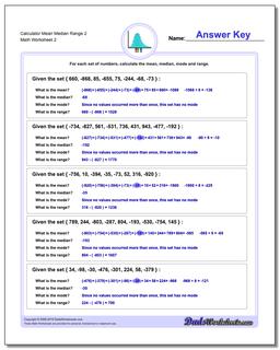 Calculator Mean Median Range 2 /worksheets/mean-median-range.html Worksheet