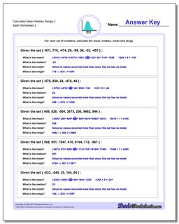 Calculator Mean Median Range 2 Worksheet